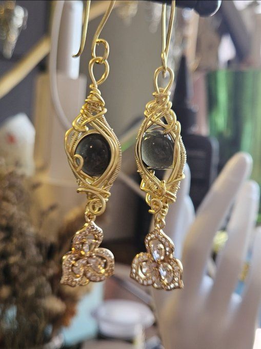 Réserver  Boucle d'oreille  chrysoberyl Oeil de chat-Protection et peurs - Copie