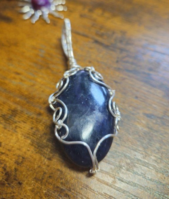 Pendentif argent  Iolite (Cordierite) –✨ peurs profondes et anxieté  