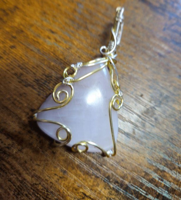  Pendentif Kunzite -Apaisement & Amour de Soi  -or