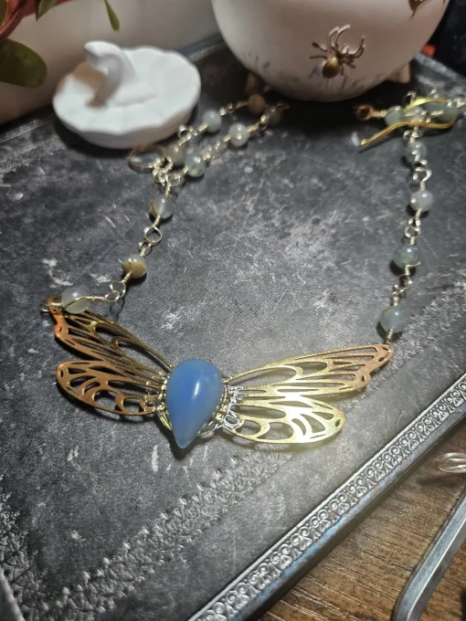  Réservation Pendentif Onyx bleu d'argentine - Amulette - Copie