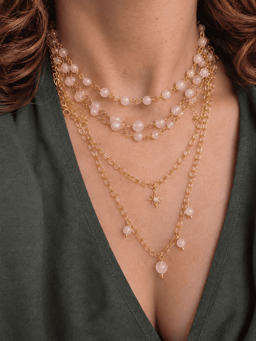 Collier elenya Quartz rose chaîne infini