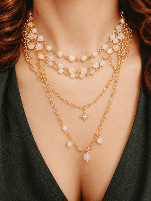 Collier elenya Quartz rose chaîne infini