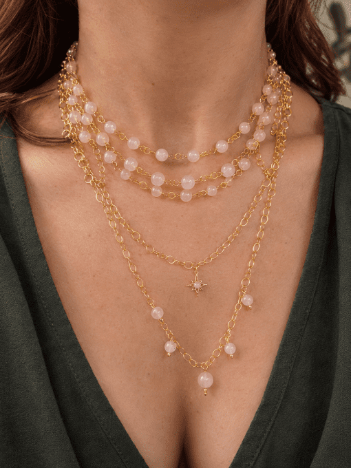 Collier elenya Quartz rose chaîne infini