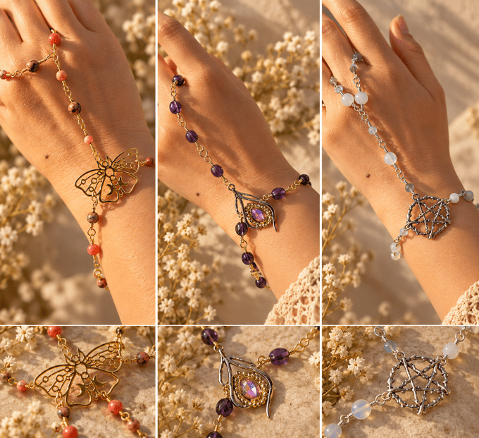 Bague de main perles riviera