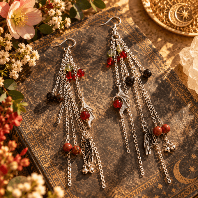 Boucle d'oreille cascade de perles 