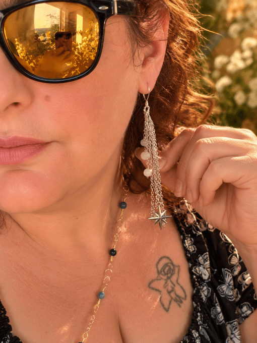 Boucle d'oreille cascade de perles 