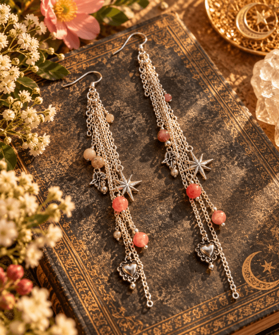 Boucle d'oreille cascade de perles 