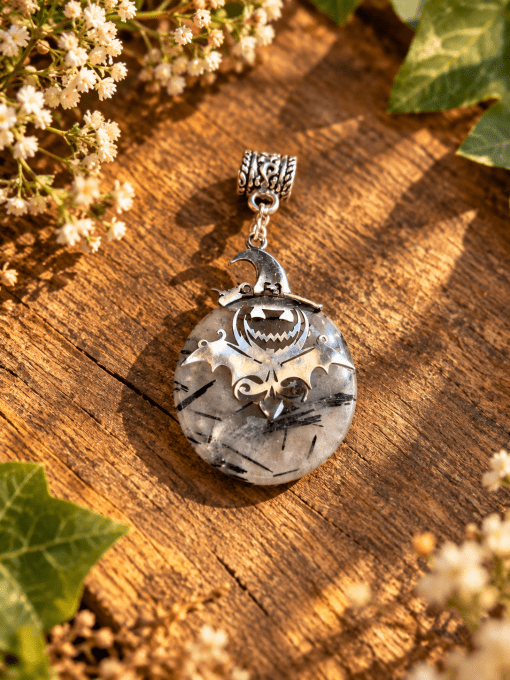 Pendentif Quartz tourmaline - citrouille halloween ?