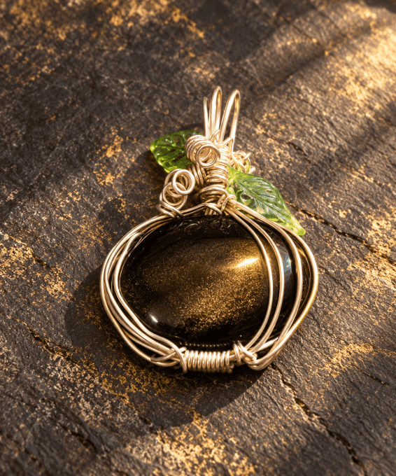 Collier  Citrouille Obsidienne Dorée 