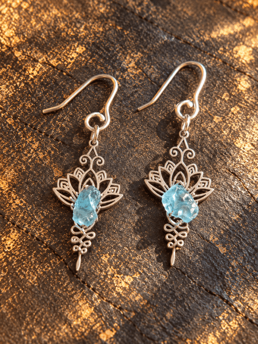 Boucle d’oreille aigue marine - unalom lotus