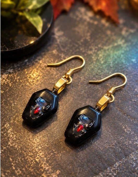 Boucle d’oreille Spider onyx noire