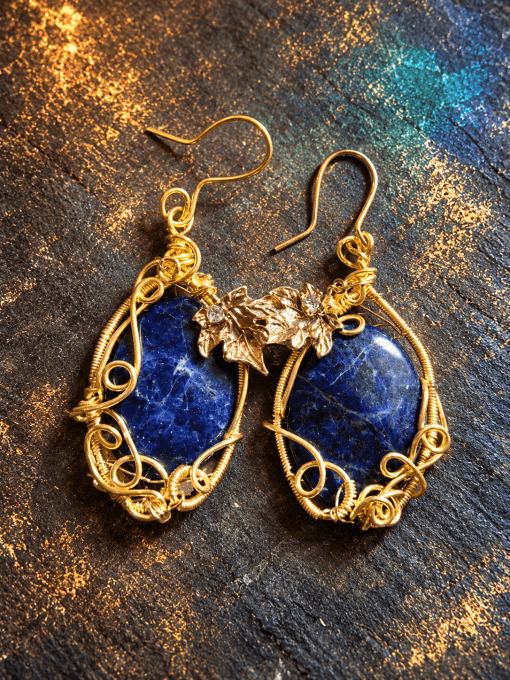 Boucle d'oreille Sodalite Or : peur primaire & anxieté.