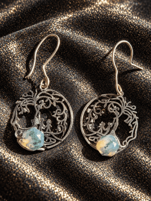 Boucle d'oreille  Agate Mousse – Connexion, Renouveau & Sérénité  
