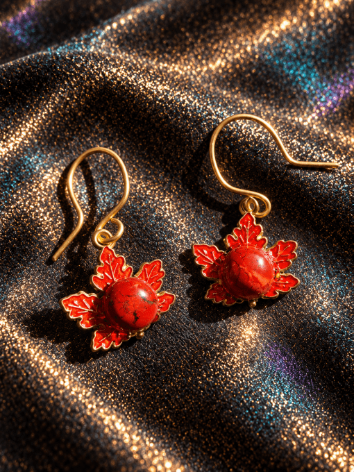 Boucle D'oreille Jaspe rouge - force , courage , vitalité