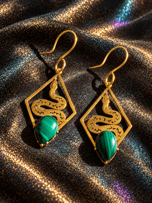 Boucle d'oreille Malachite –✨ Harmonie et Protection du Cœur 