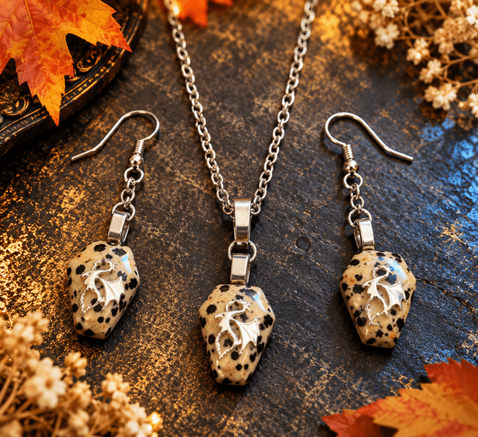 Parure Spooky jaspe dalmatien dragon