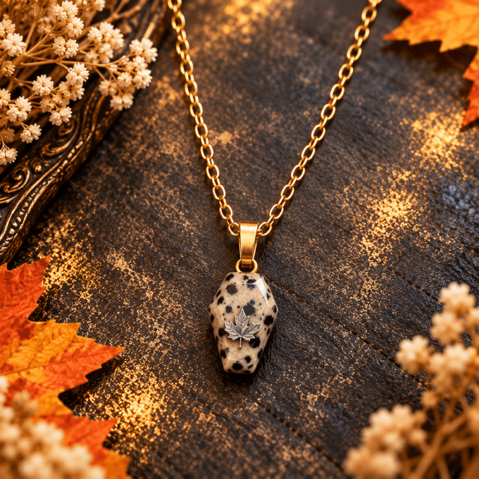Collier Spooky Jaspe Dalmatien Érable 