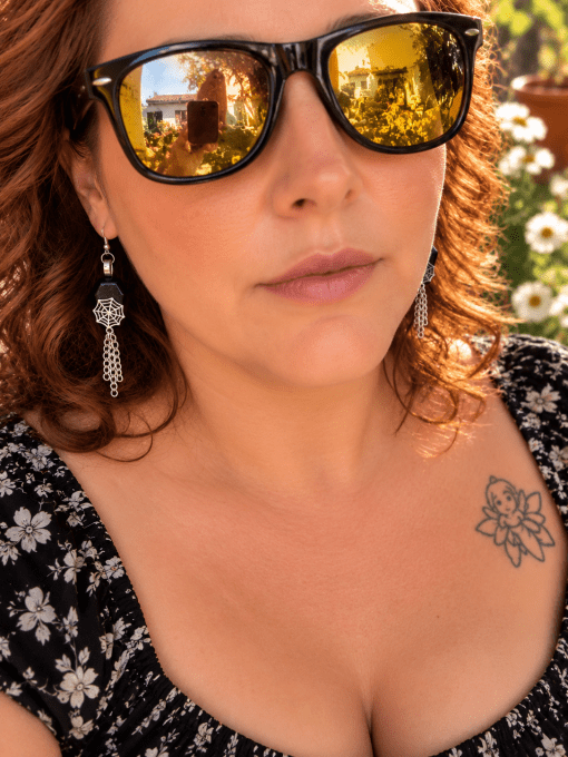 Collier ou Boucle d’oreille Spooky onyx  spider