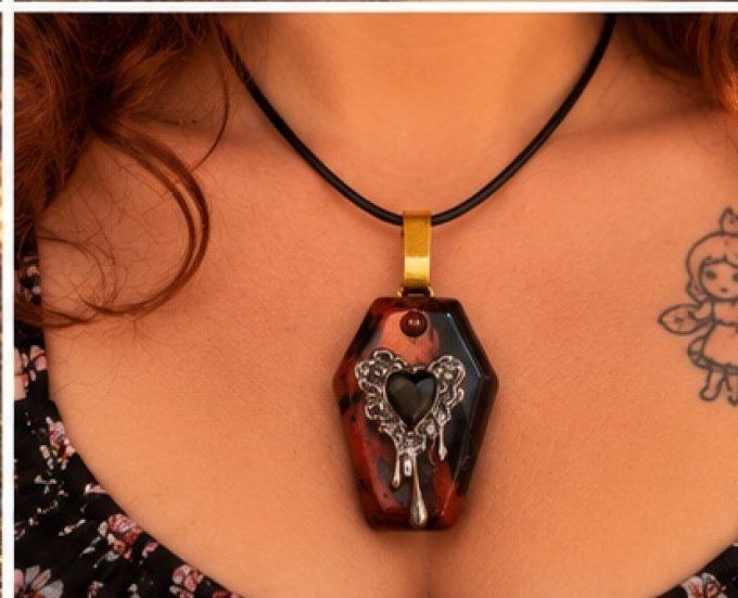 Collier Spooky : obsidienne acajou 