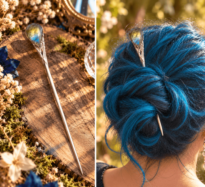 Pic à chignon Labradorite