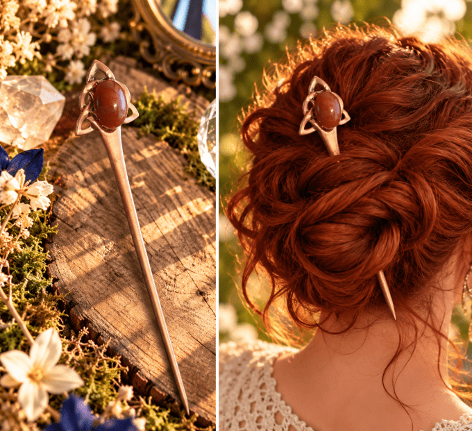 Pic à chignon Cornaline