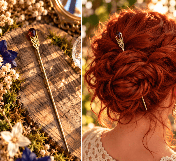 Pic à chignon Grenat rouge