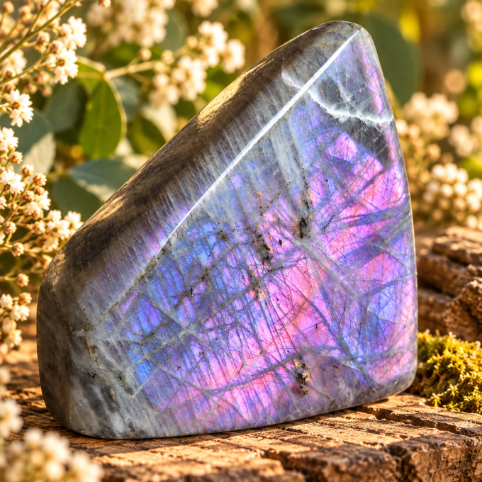  Labradorite Forme Libre Violette et Rose – Galouve