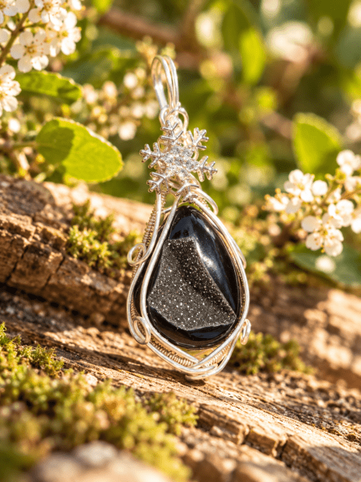 Amulette Onyx  Noire Druzy-  protection , force.  Courage 