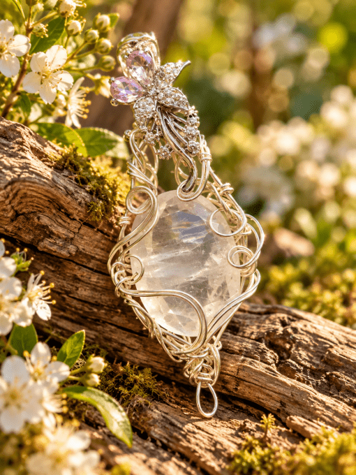 Amulette Quartz Rose Fleur d’Amour – Bijou Artisanal Galouve