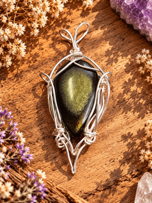  Mirrathiel – Pendentif Obsidienne Dorée | Galouve