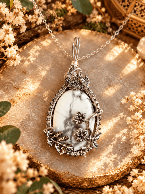 Camé Howlite – Calme Et Clarté Mentale ,collier pierre naturelle 