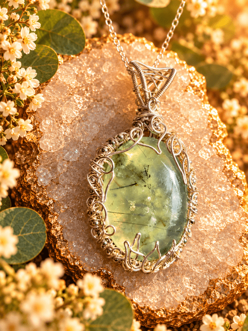 Camé Pendentif Phrénite – Apaisement, Protection & Sérénité 