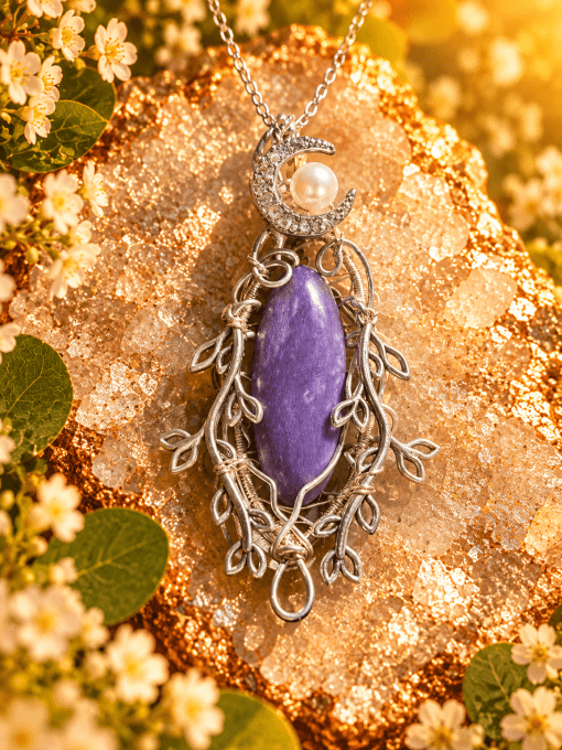 Pendentif lune ✨ Charoïte - Transformation & Libération ✨
