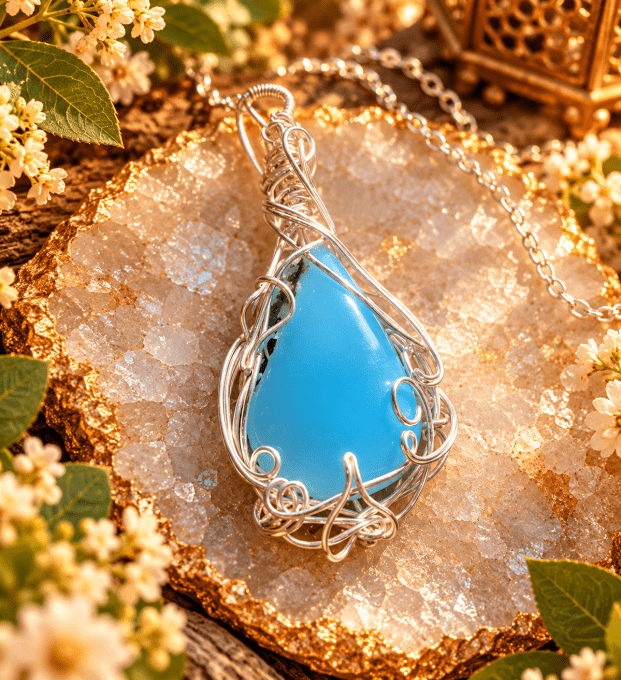  Pendentif Onyx bleu d'argentine - Amulette
