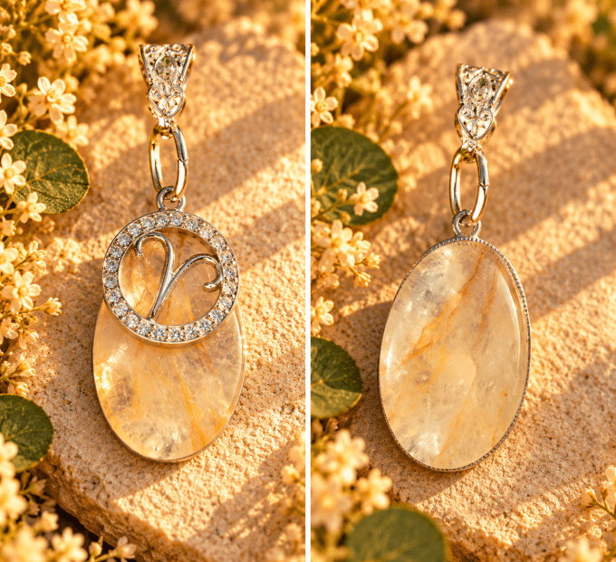 Amulette Quartz hématoïde ✨astro belier