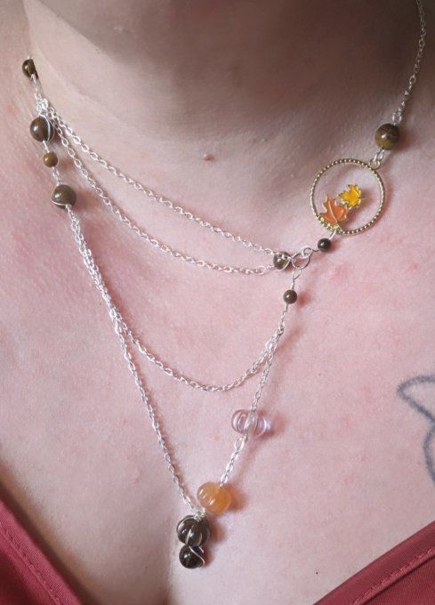 Collier coeur d’automne,  bijoux asymétrique a composer 