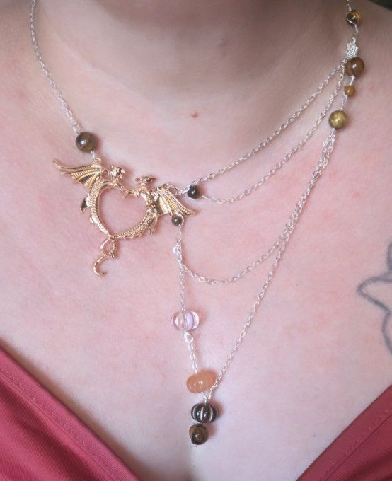 Collier coeur d’automne,  bijoux asymétrique a composer 