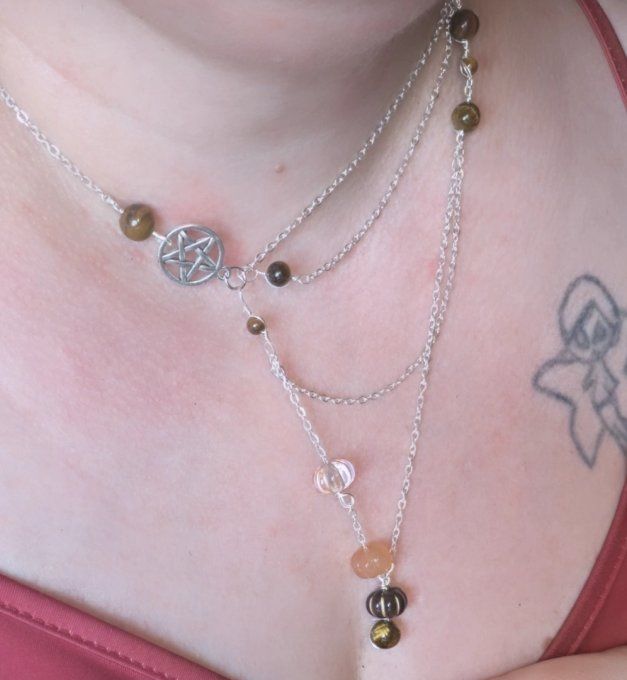 Collier coeur d’automne,  bijoux asymétrique a composer 