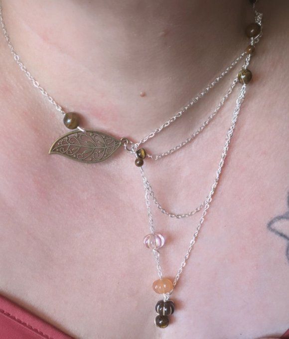 Collier coeur d’automne,  bijoux asymétrique a composer 