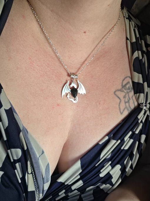 Collier dragon & spinelle noire : purification & ancrage -bouclier