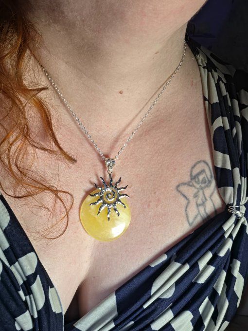 Pendentif Calcite jaune -Pierre de joie solaire