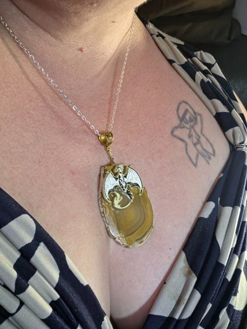 Collier agate jaune Dragon sorcier