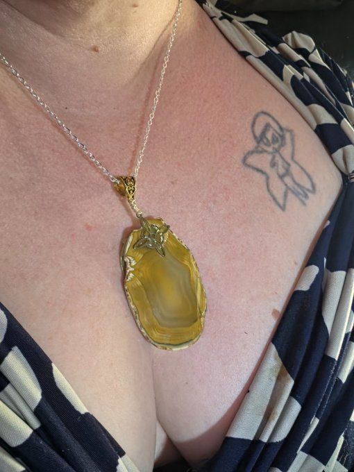 Collier agate jaune Dragon sorcier