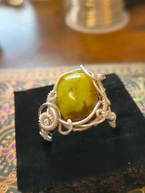 Bague Opale Verte  - fontaine de jouvence