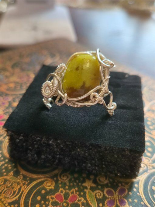Bague Opale Verte  - fontaine de jouvence