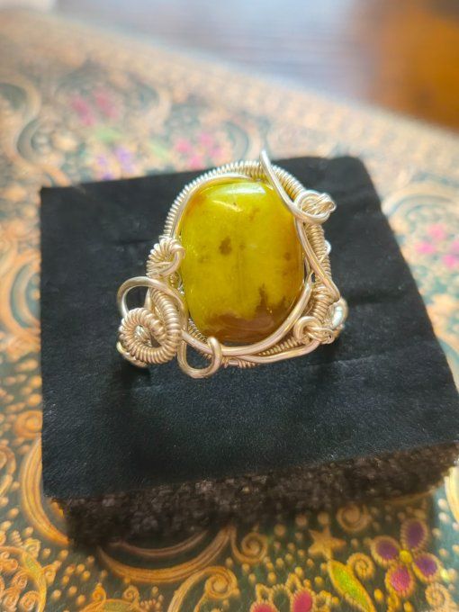Bague Opale Verte  - fontaine de jouvence