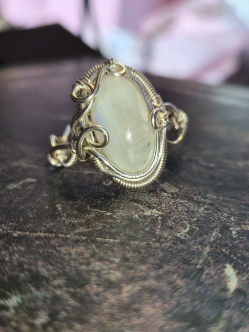 Bague pierre de lune : Péristerite ✨ concentration et protection - Copie