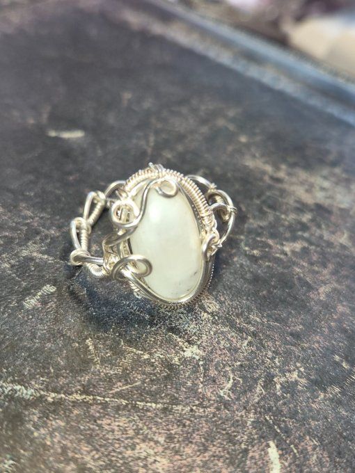 Bague pierre de lune : Péristerite ✨ concentration et protection - Copie