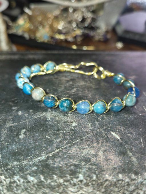 Apatite Bleu -Bracelet perles a composer sur mesure