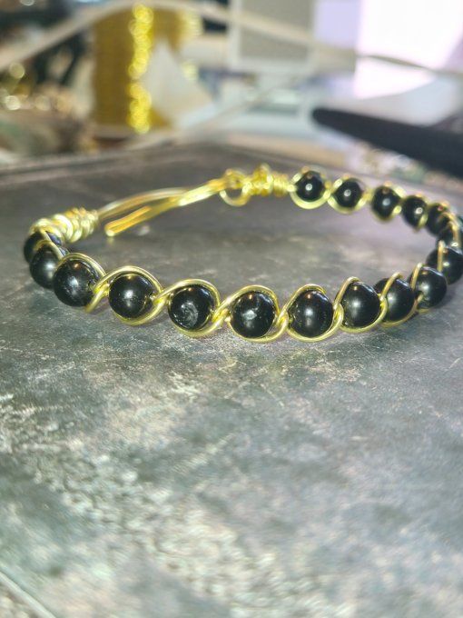  Spinelle noire - Bracelet perle-Protection et Renouveau Énergétique 